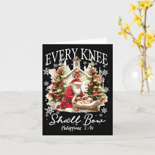 Carte Every Knee Shall Bow Santa Christmas Nativity Scen (Fleur jaune)