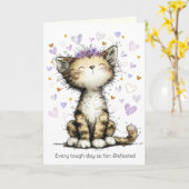 Carte Every Tough Day Defeated, Encouragement Cute Cat (Fleur jaune)