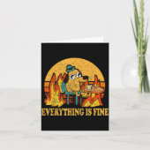 Carte Everything Is Fine Dog Drinking Coffee Burning Mem (Devant)