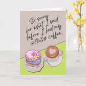 Carte Excuses amusantes avec café et beignets (Fleur jaune)