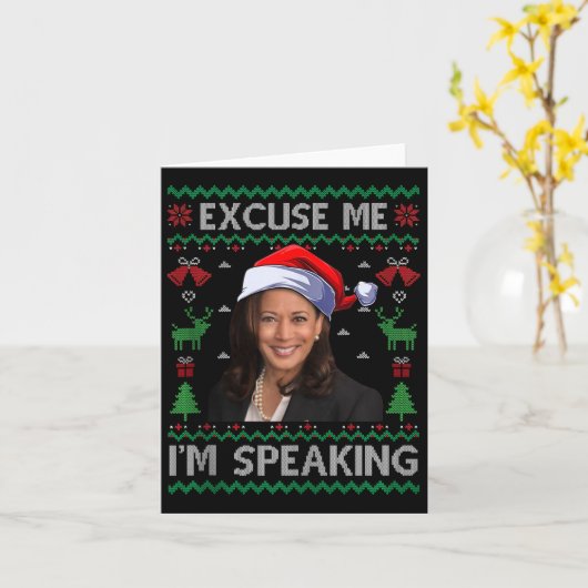 Carte Excusez-moi Je parle mal Noël Kamala Harri (Fleur jaune)