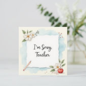 Carte Excusez-moi professeur Message de salutation (Debout devant)
