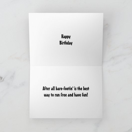 CARTE EXÉCUTEZ BAREFOOT ET AMUSEZ-VOUS À L'ANNIVERSAIRE (Intérieur)