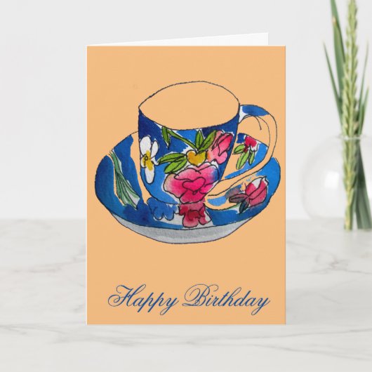 Carte Exemple d'aquarelle d'anniversaire pour les Tea vi (Devant)