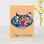 Carte Exemple d'aquarelle d'anniversaire pour les Tea vi (Fleur jaune)