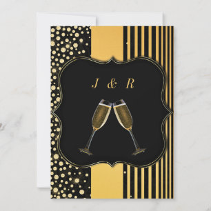 Carte Exemple de carton d'invitation de mariage Champagn