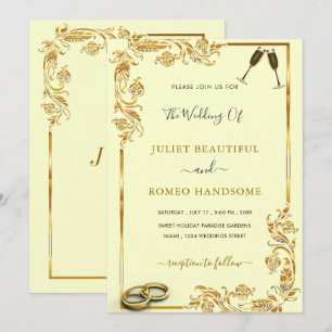 Carte Exemple de carton d'invitation de mariage encadré