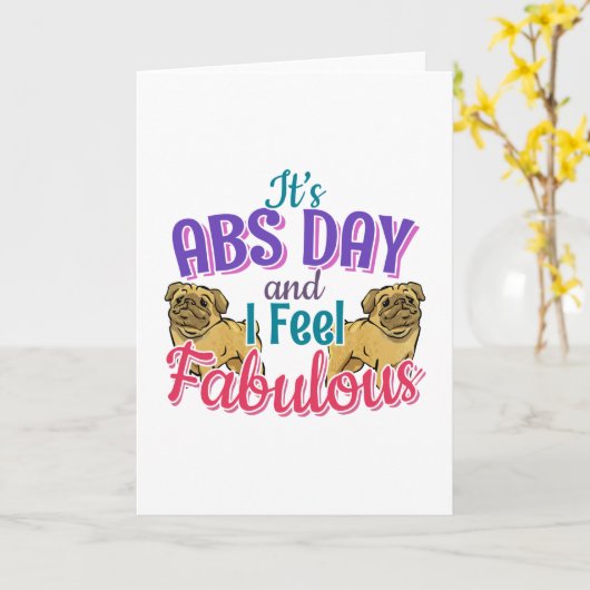 Carte Exercice Abs Day Core - Amoureux des chiens Carlin (Fleur jaune)