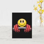 Carte Exercice Repose Gym Face Drôle Motif d'haltérophil (Fleur jaune)