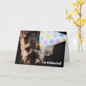 Carte Exhausted Puppy with Party (Fleur jaune)