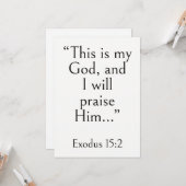 Carte Exode 15:2 Verset biblique, Écriture encourageante (Devant/Arrière en situation)