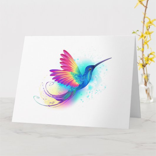 Carte Exotic Rainbow Hummingbird (Fleur jaune)