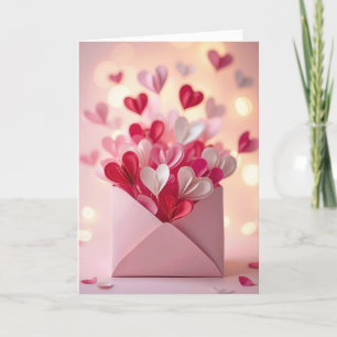 Carte Exploser les coeurs en papier de Valentine