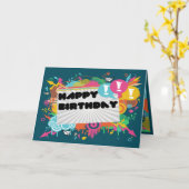 Carte Explosion de joyeux anniversaire (Fleur jaune)