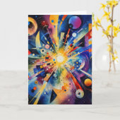 Carte Explosion Géométrique Cosmique Abstraite d'Anniver (Fleur jaune)