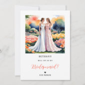 Carte Exquisite 2 Girls Illustration Bridesmaid Proposal (Devant)