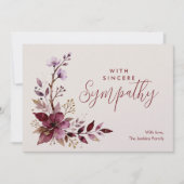 Carte Exquisite Burgundy Branches & Flowers Sympathy  (Devant)