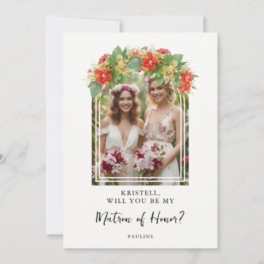 Carte Exquisite Chic Botanical Arch Photo Matron Honor (Devant)