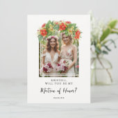 Carte Exquisite Chic Botanical Arch Photo Matron Honor (Debout devant)