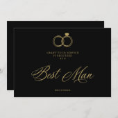 Carte Exquisite Gold Wedding Rings Trendy Best Man  (Devant / Derrière)