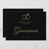 Carte Exquisite Gold Wedding Rings Trendy Groomsman (Devant / Derrière)