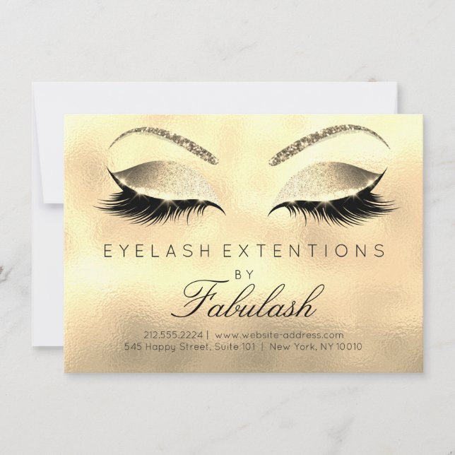 Carte Extension Beauté Lashes Salon Après-soin Gold Glas (Devant)