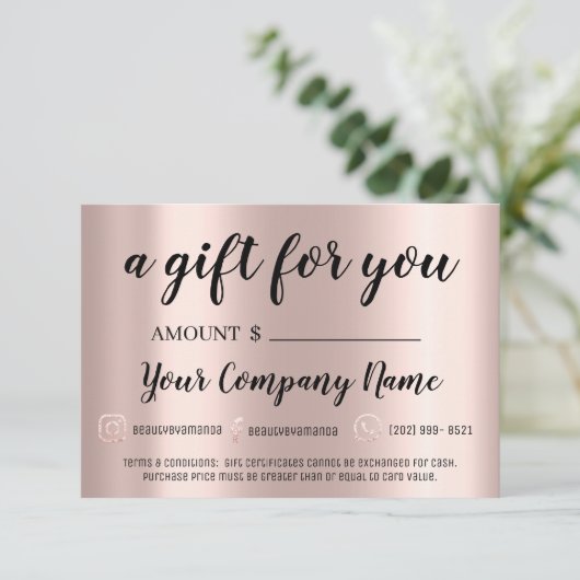 Carte Extension Lash Brows de certificat cadeau d'entrep (Debout devant)