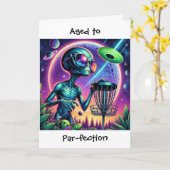 Carte Extraterrestrial et Disque Golf Thème Anniversaire (Fleur jaune)