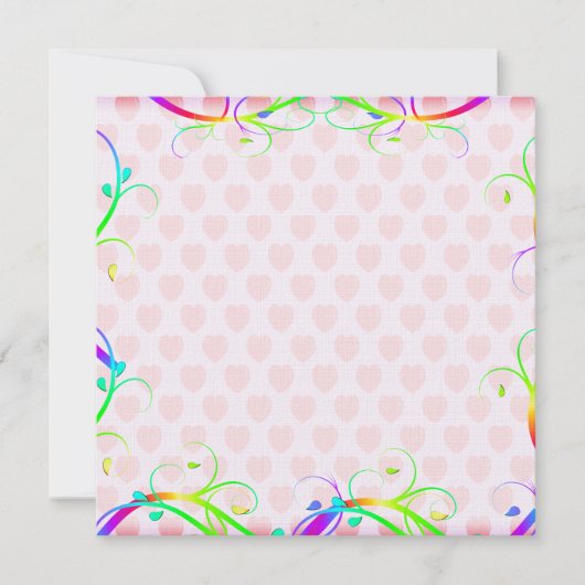 Carte Extravagant Arc En Ciel Fleurit Et Coeurs Roses (Devant)