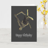 Carte extrême de joyeux anniversaire de ski (Fleur jaune)