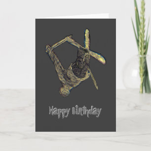 Carte extrême de joyeux anniversaire de ski