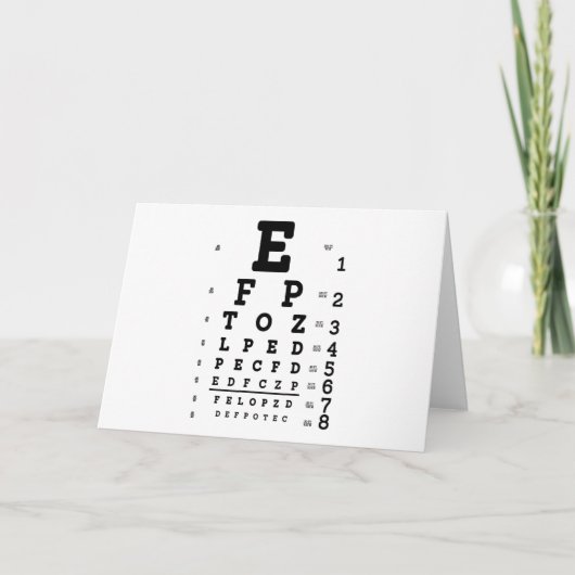 Carte Eye Chart Optometrist (Devant)
