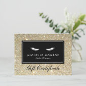 Carte Eyelashes avec Gold Parties scintillant Certificat (Debout devant)