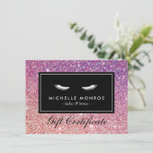 Carte Eyelashes avec Parties scintillant violet/rose car (Debout devant)