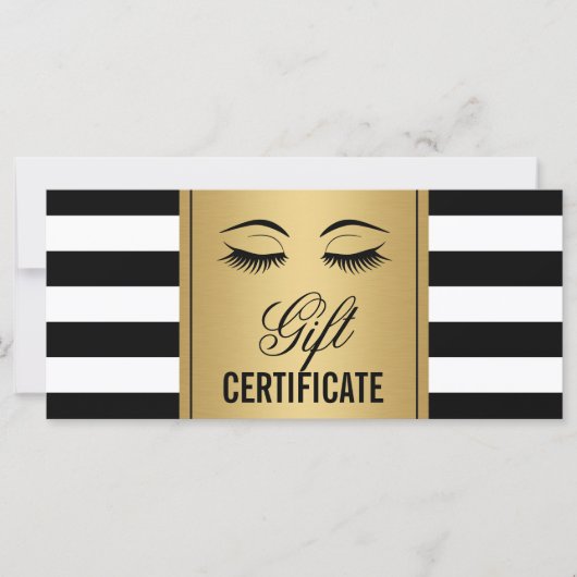Carte Eyelashes certificat cadeau maquillage Gold B&W St (Devant)