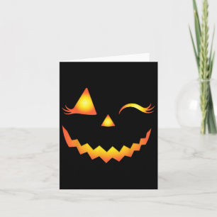 Carte Eyelashes Jack-o'-lantern Face Citrouille Hallowen