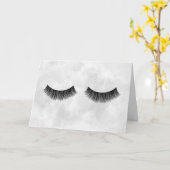 Carte Eyelashes Noirs Sur Aquarelle Argent (Fleur jaune)