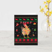 Carte F-caw-f Chicken Humor Meme Rooster Christmas Ugly (Fleur jaune)