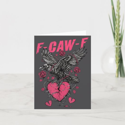Carte F Caw F Corbeau Saint-Valentin Anti Dark Gothic Br (Devant)