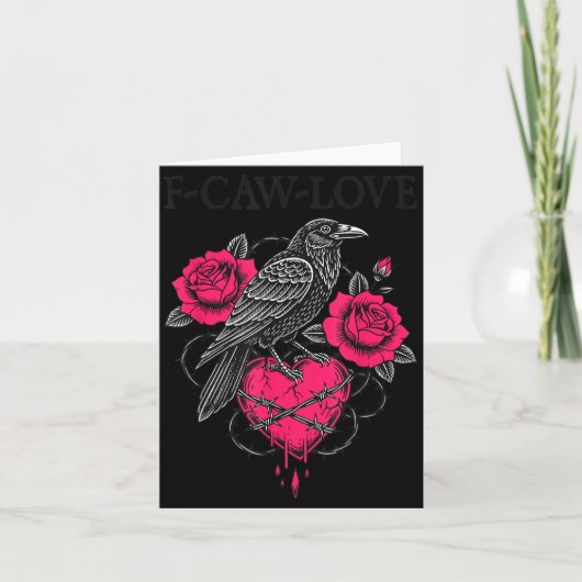 Carte F Caw F Crow Anti Valentine's Day Dark Gothic Brok (Devant)