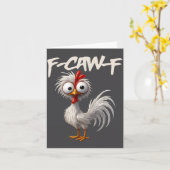 Carte F-caw-f Funny Chicken Humor F-caw-f Quote Rooster (Fleur jaune)