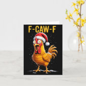 Carte F-caw-f Funny Chicken Humor Meme Christmas Men Wom (Fleur jaune)