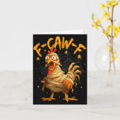 Carte F-caw-f Funny Chicken Mummy Halloween Humor F-caw- (Fleur jaune)