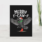 Carte F-caw-f Merry Christmas Funny Crow Raven (Devant)