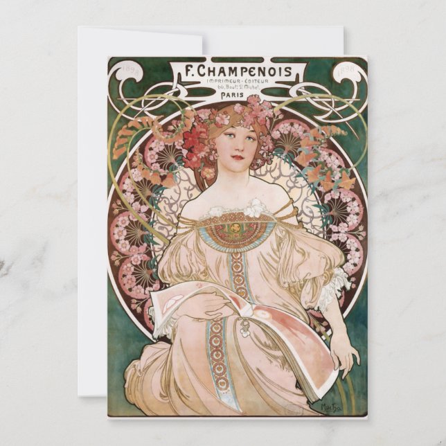 Carte F. Champenois Imprimeur-Editeur d'Alphonse Mucha (Devant)