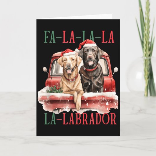 Carte Fa La La Labrador Noël drôle (Devant)