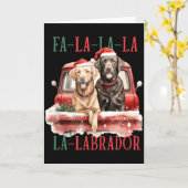 Carte Fa La La Labrador Noël drôle (Fleur jaune)