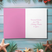 Carte Fa La La Mingo Flamant rose Rose Plage Noël