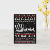 Carte Fa La La Valhalla Viking Ship Christmas Xmas Ugly (Fleur jaune)