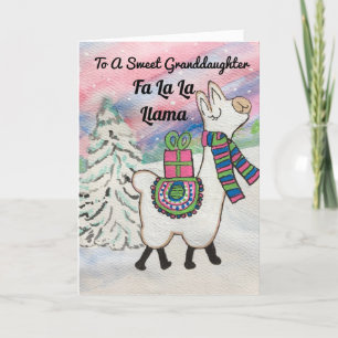 Carte Fa La Llama Sweet Grandgirl Holiday Card